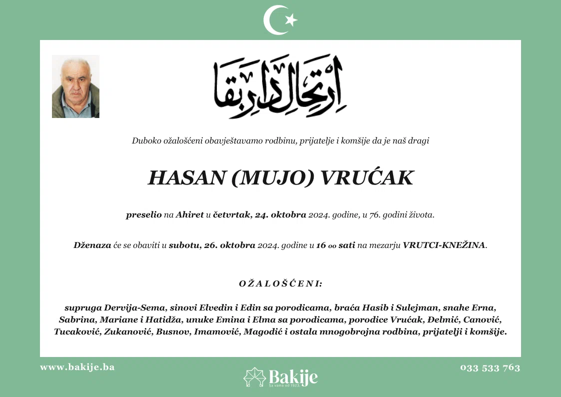 Smrtovnica — Hasan (Mujo) Vrućak