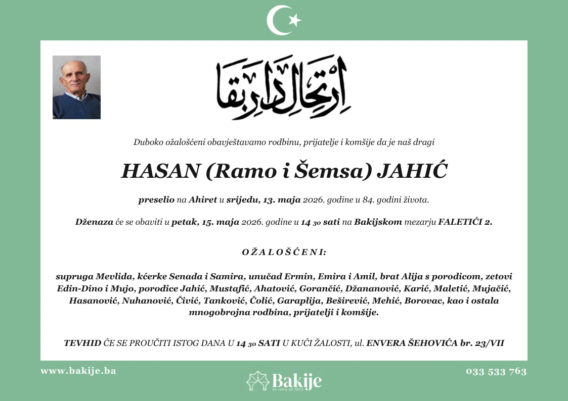 Smrtovnica — Hasan (Ramo I Šemsa) Jahić