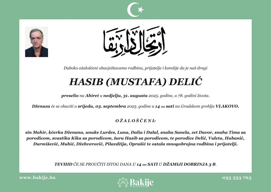 Smrtovnica — Hasib (Mustafa) Delić