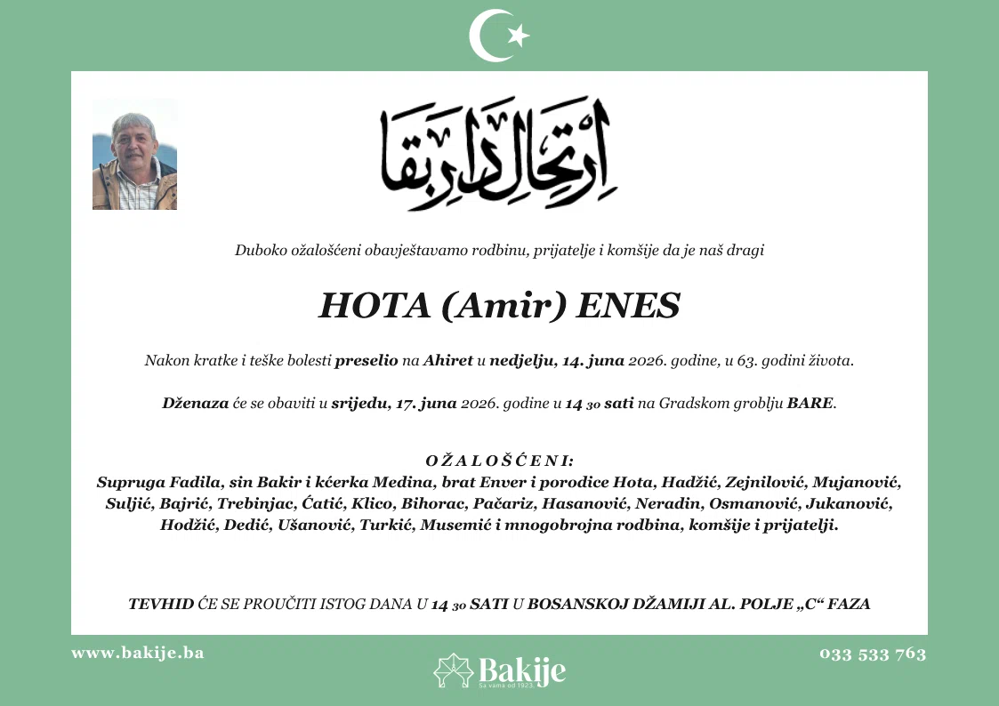 Smrtovnica — Hota (Amir) Enes