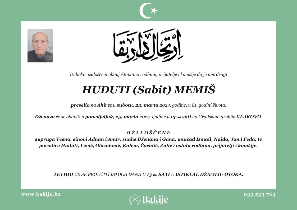 Smrtovnica — Huduti (Sabit) Memiš