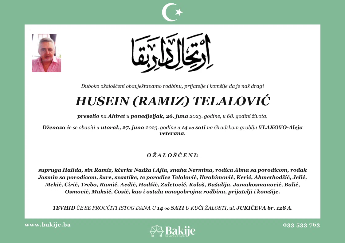 Smrtovnica — Husein (Ramiz) Telalović