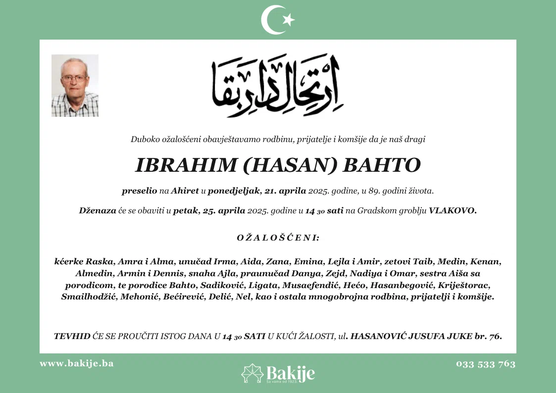 Smrtovnica — Ibrahim (Hasan) Bahto