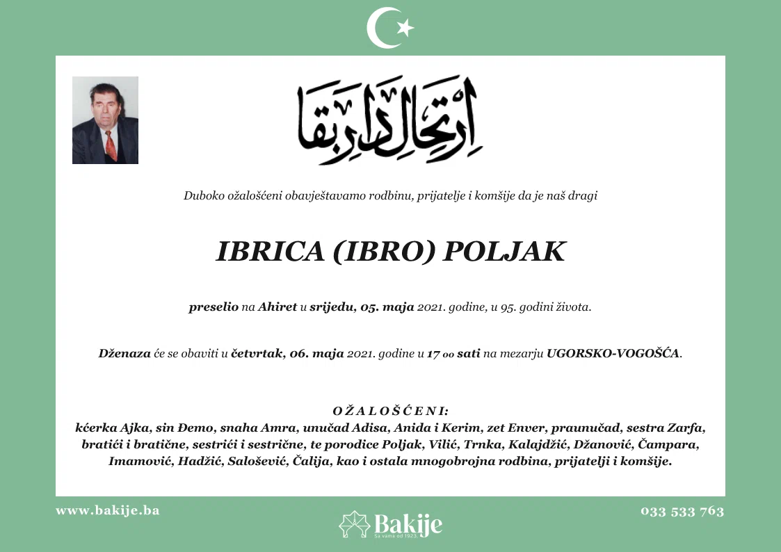 Smrtovnica — Ibrica (Ibro) Poljak