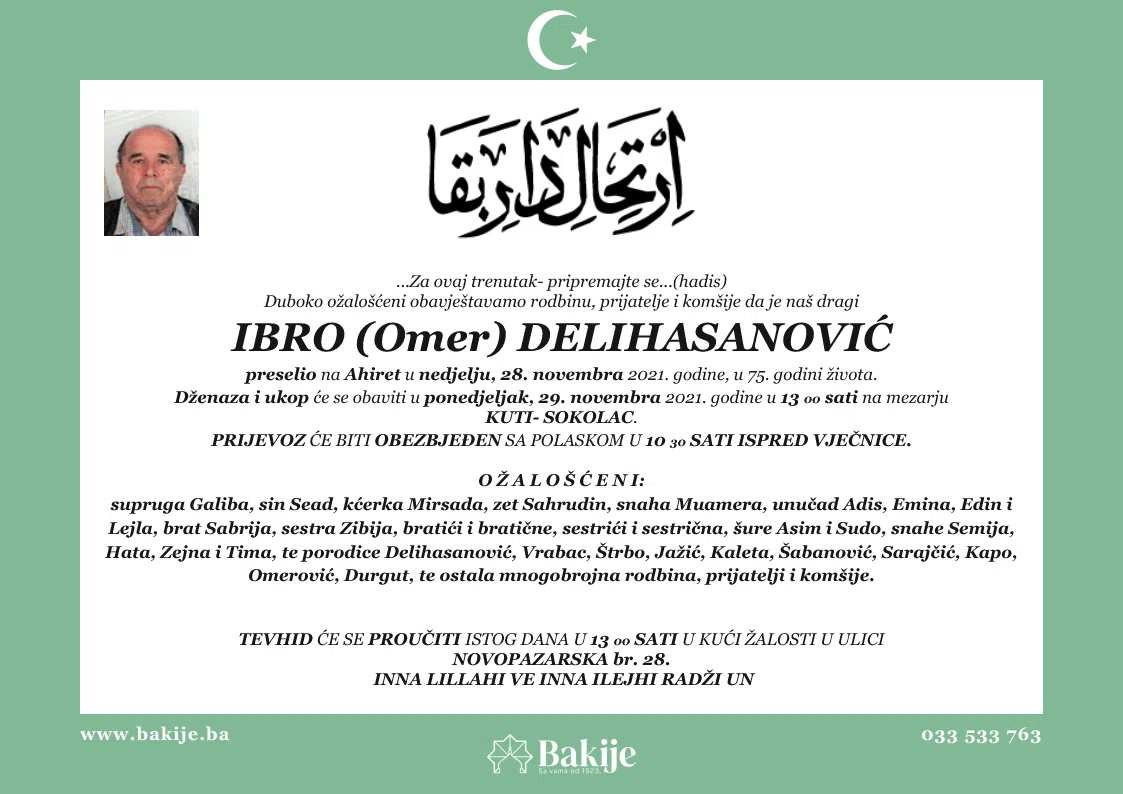 Smrtovnica — Ibro (Omer) Delihasanović