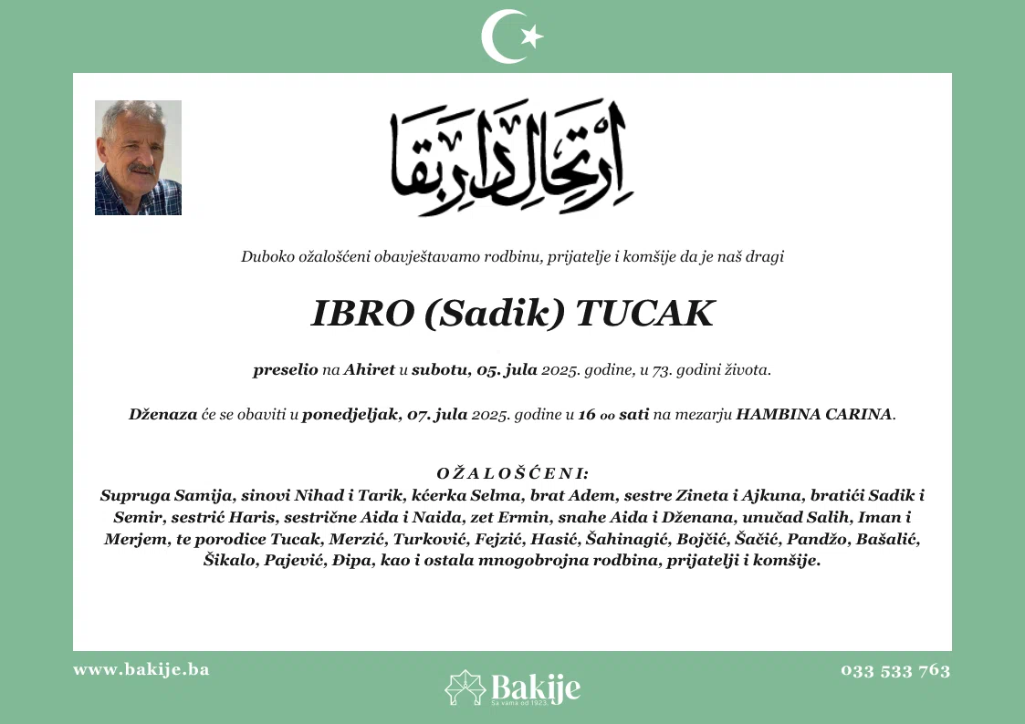 Smrtovnica — Ibro (Sadik) Tucak