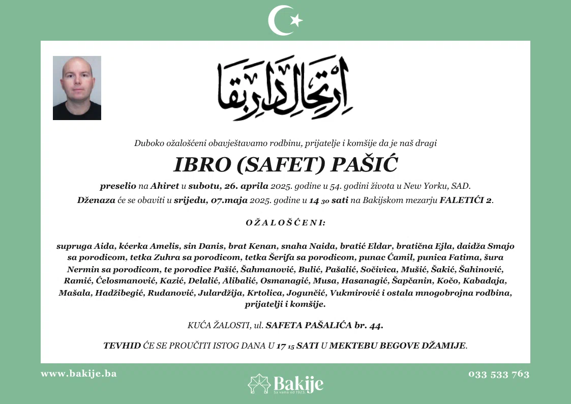 Smrtovnica — Ibro (Safet) Pašić