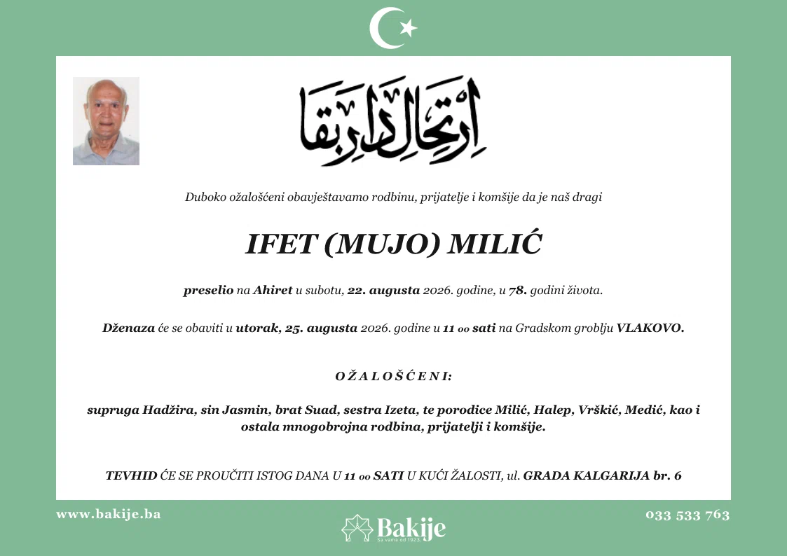 Smrtovnica — Ifet (Mujo) Milić