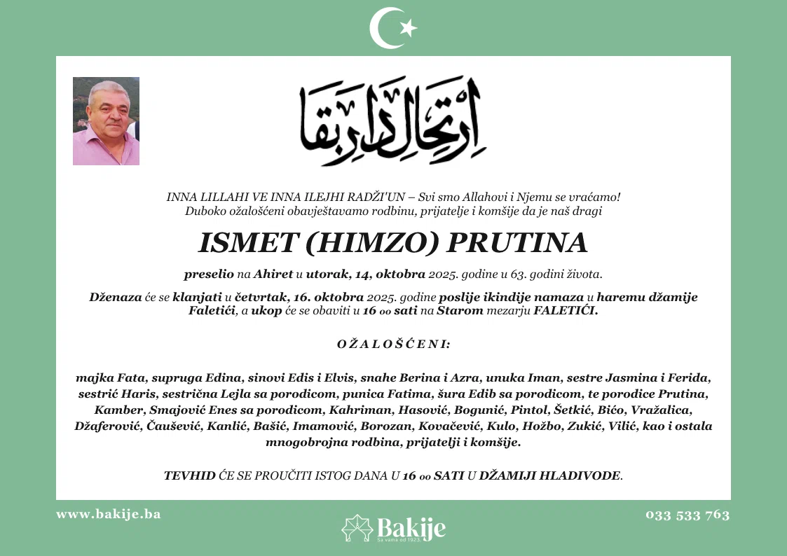 Smrtovnica — Ismet (Himzo) Prutina