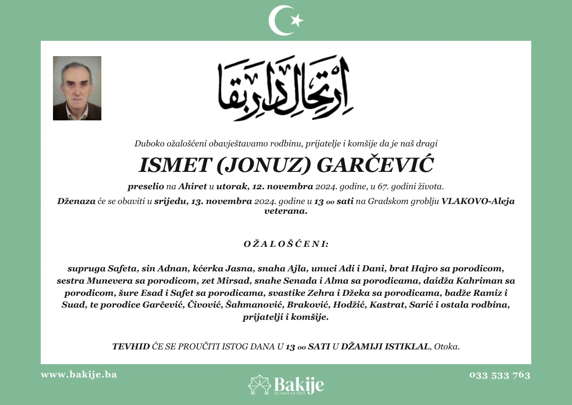 Smrtovnica — Ismet (Jonuz) Garčević