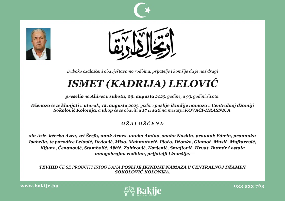 Smrtovnica — Ismet (Kadrija) Lelović