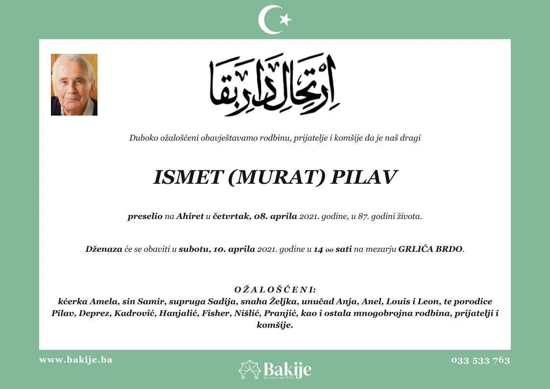 Smrtovnica — Ismet (Murat) Pilav