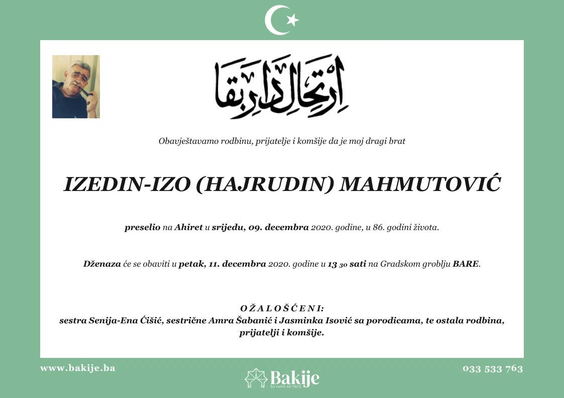 Smrtovnica — Izedin-Izo (Hajrudin) Mahmutović