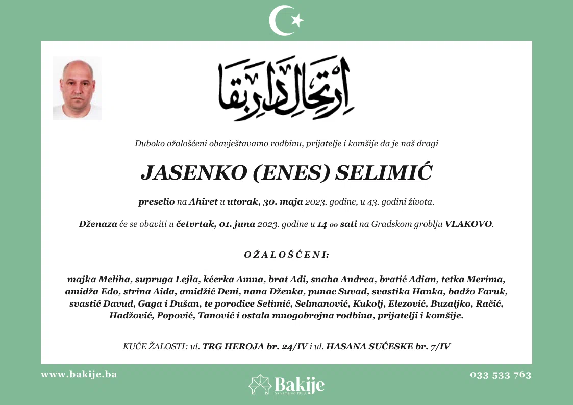 Smrtovnica — Jasenko (Enes) Selimić