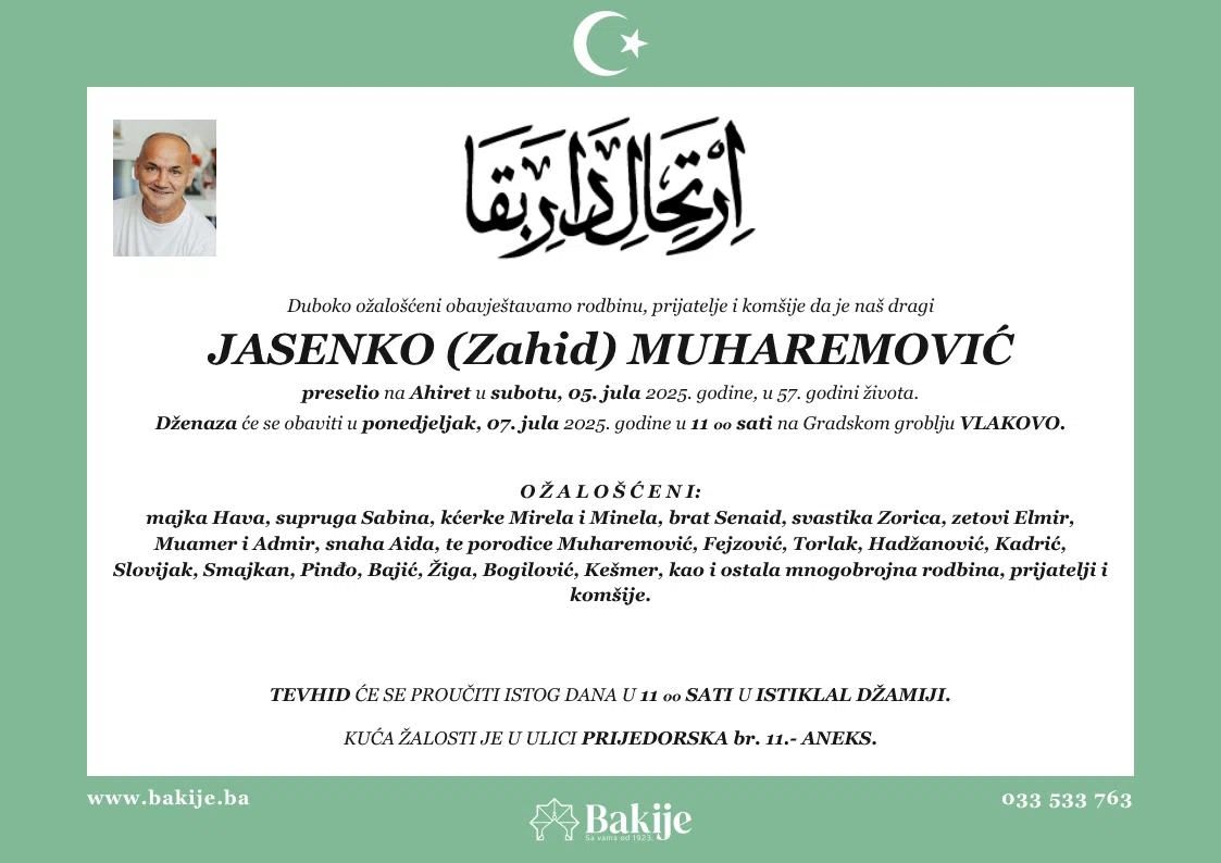 Smrtovnica — Jasenko (Zahid) Muharemović