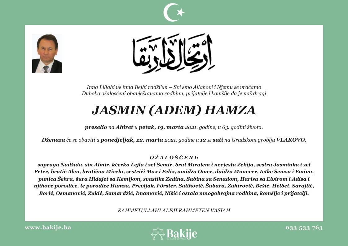 Smrtovnica — Jasmin (Adem) Hamza