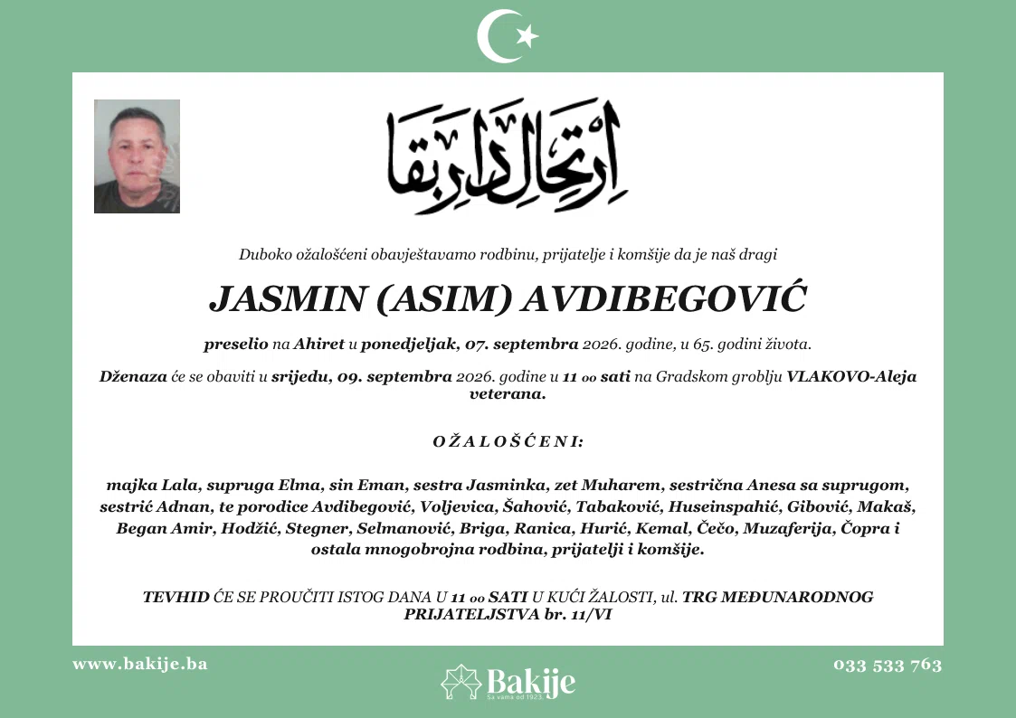 Smrtovnica — Jasmin (Asim) Avdibegović