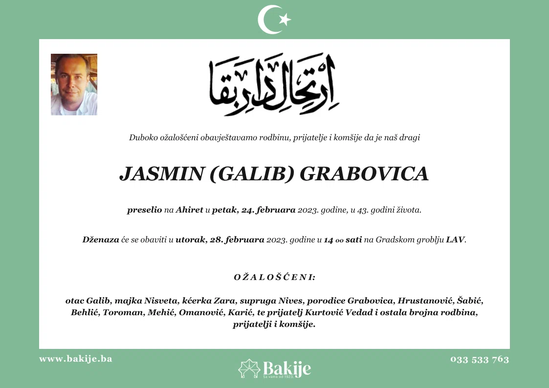 Smrtovnica — Jasmin (Galib) Grabovica