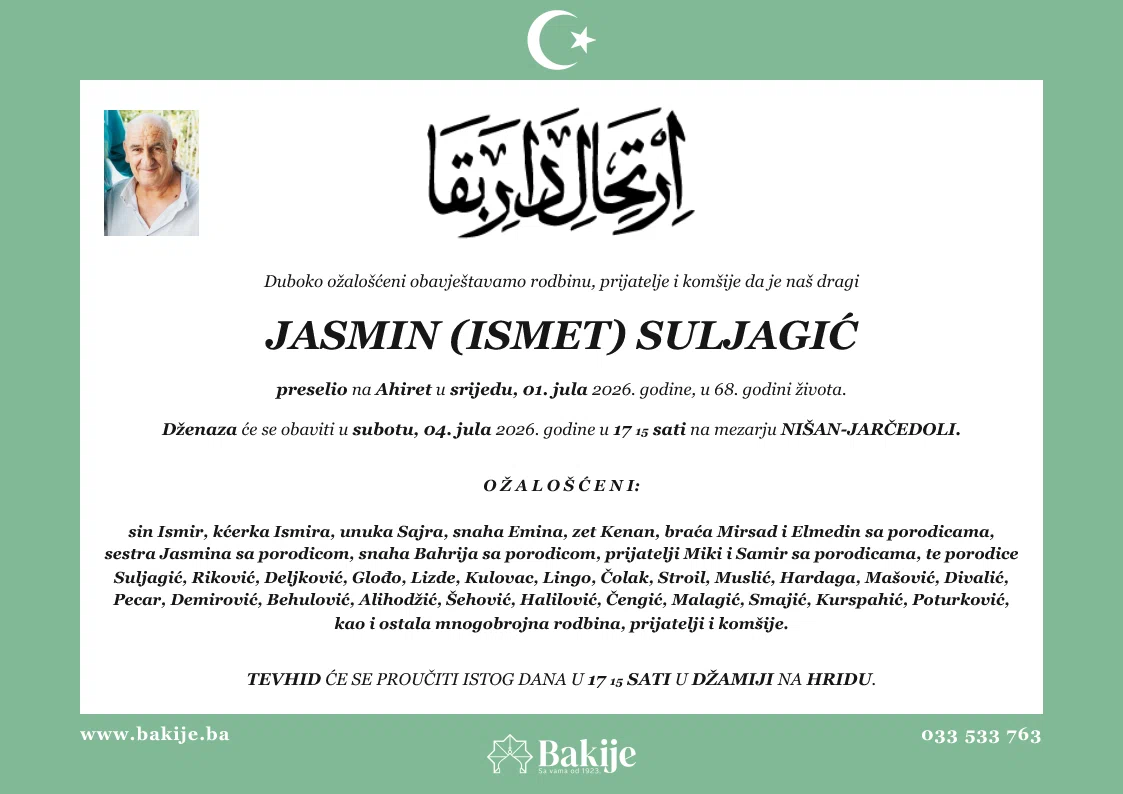 Smrtovnica — Jasmin (Ismet) Suljagić