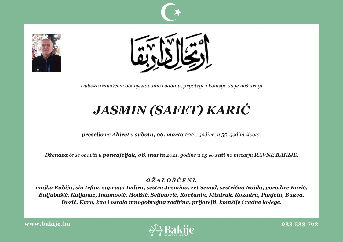 Smrtovnica — Jasmin (Safet) Karić