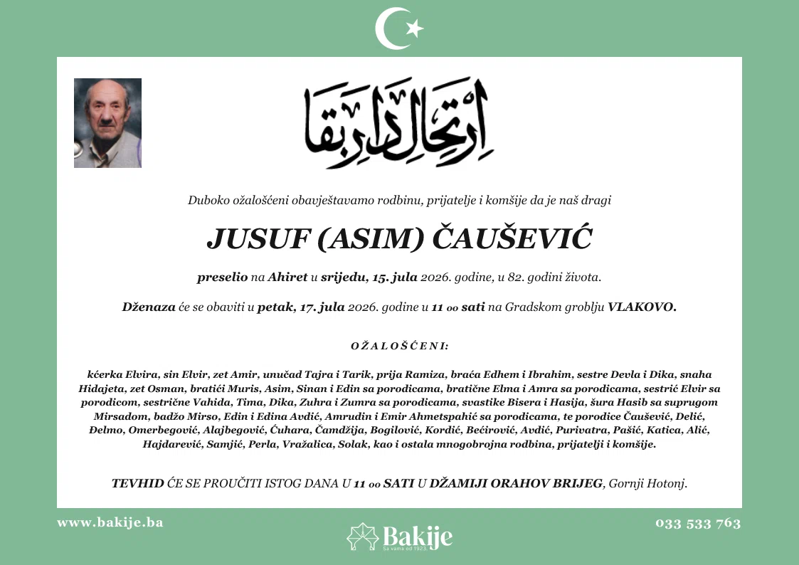 Smrtovnica — Jusuf (Asim) Čaušević