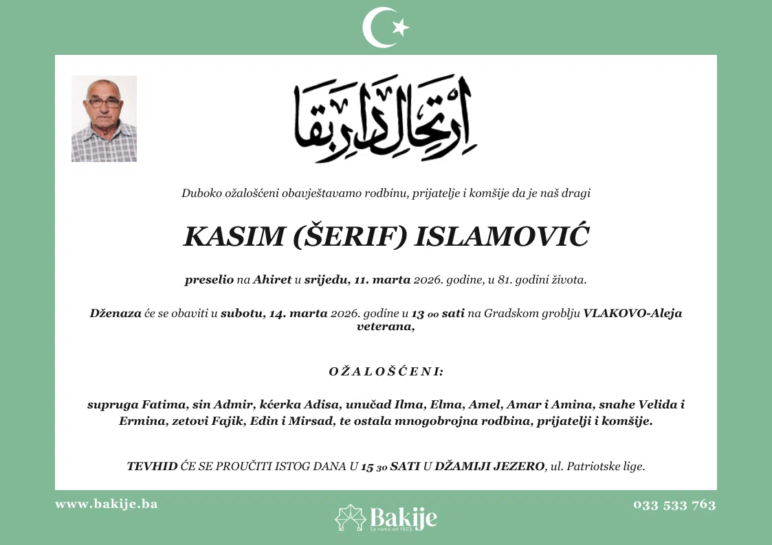 Smrtovnica — Kasim (Šerif) Islamović