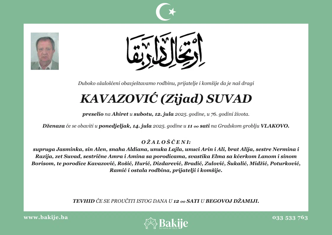Smrtovnica — Kavazović (Zijad) Suvad