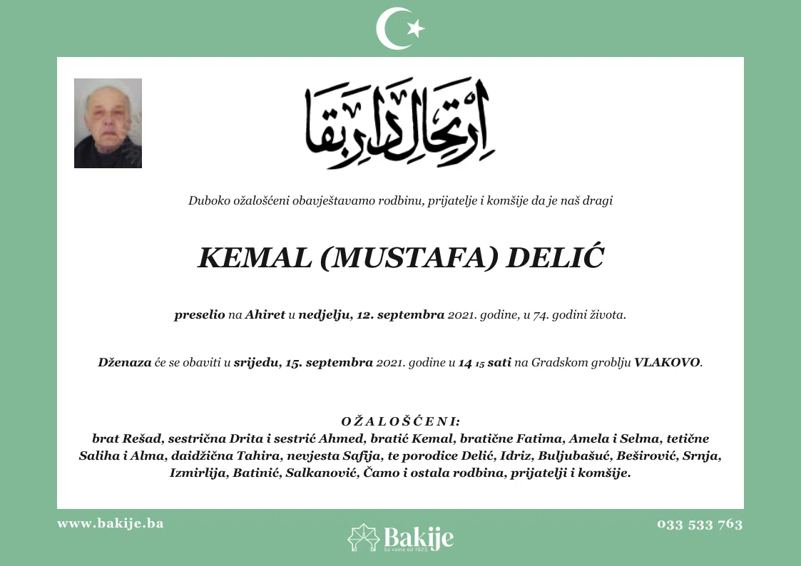 Smrtovnica — Kemal (Mustafa) Delić