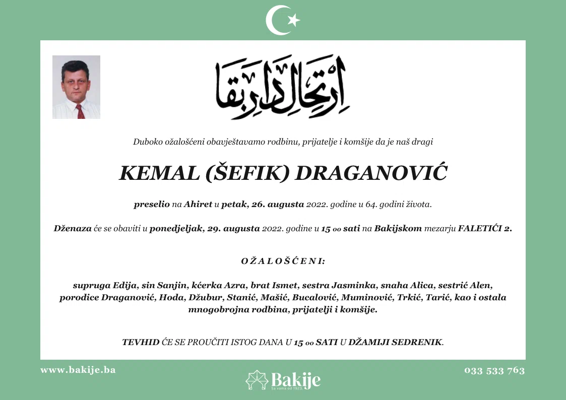 Smrtovnica — Kemal (Šefik) Draganović