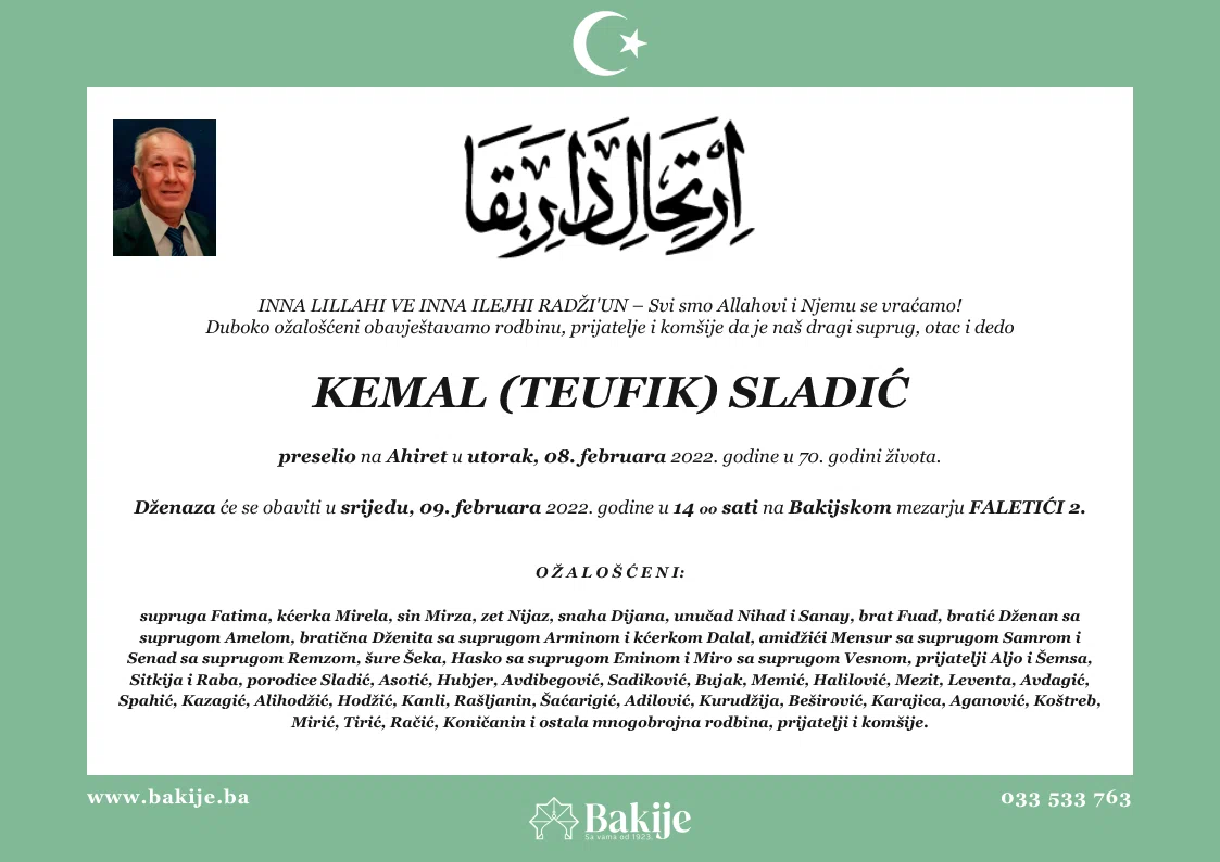 Smrtovnica — Kemal (Teufik) Sladić