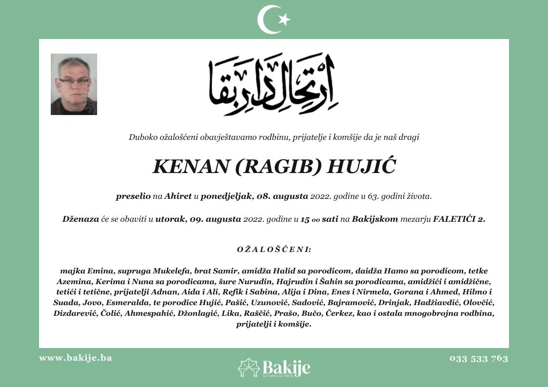 Smrtovnica — Kenan (Ragib) Hujić