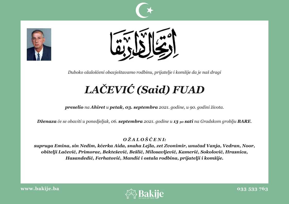 Smrtovnica — Lačević (Said) Fuad