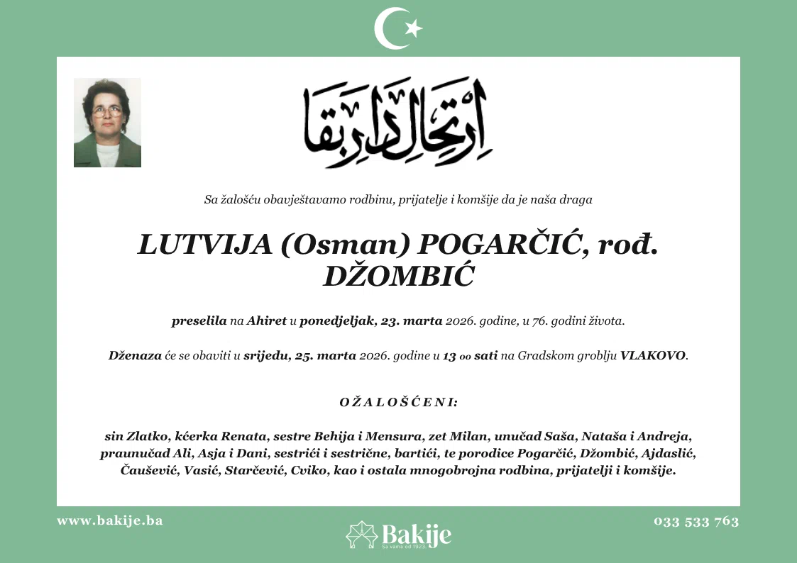 Smrtovnica — Lutvija (Osman) Pogarčić, rođ. Džombić