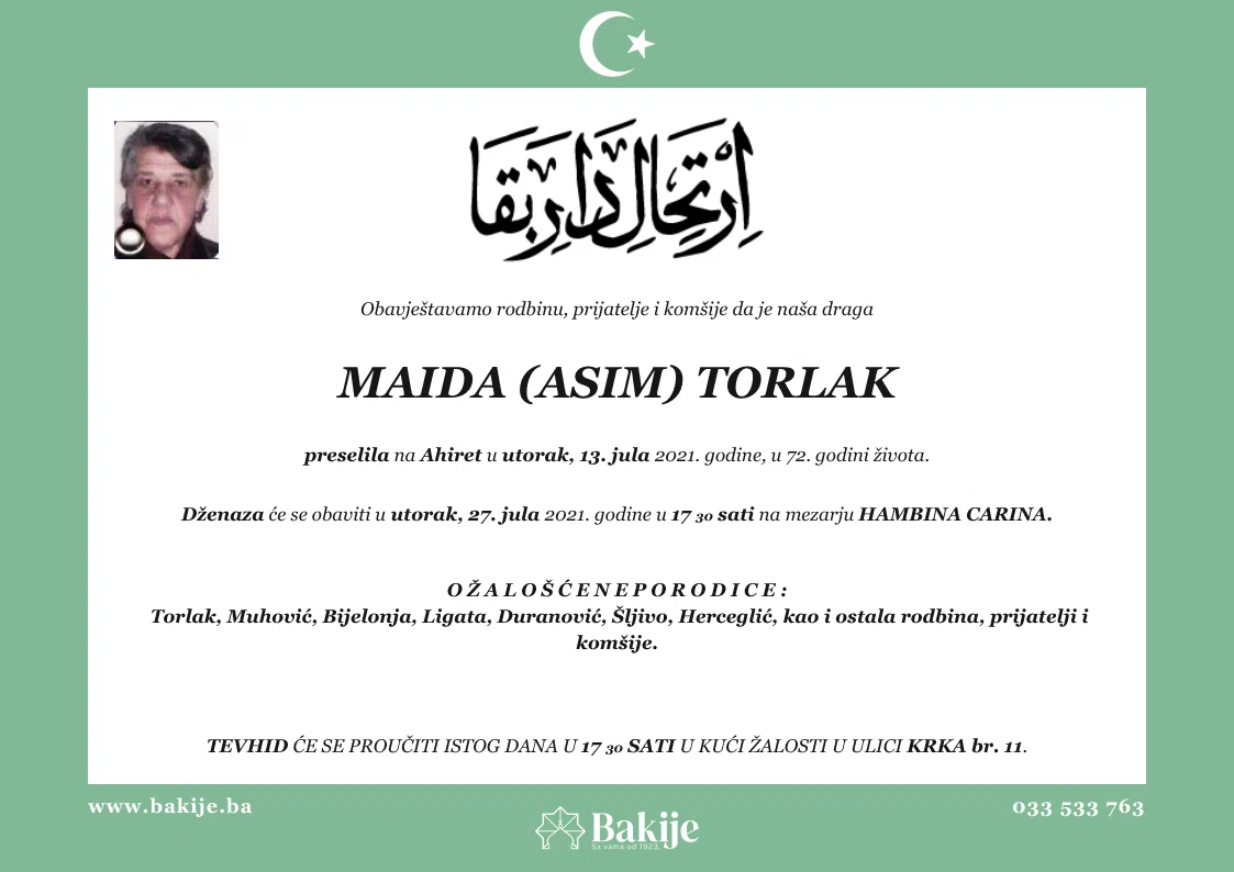 Smrtovnica — Maida (Asim) Torlak
