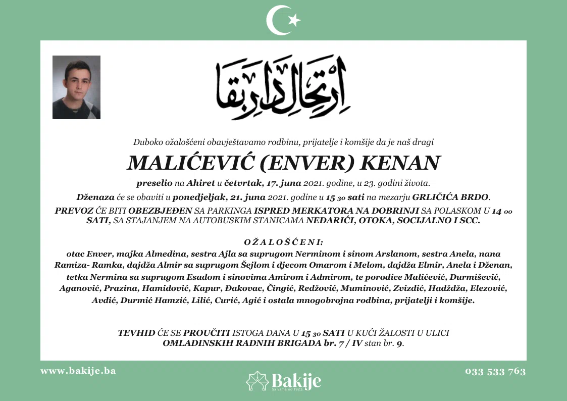 Smrtovnica — Malićević (Enver) Kenan