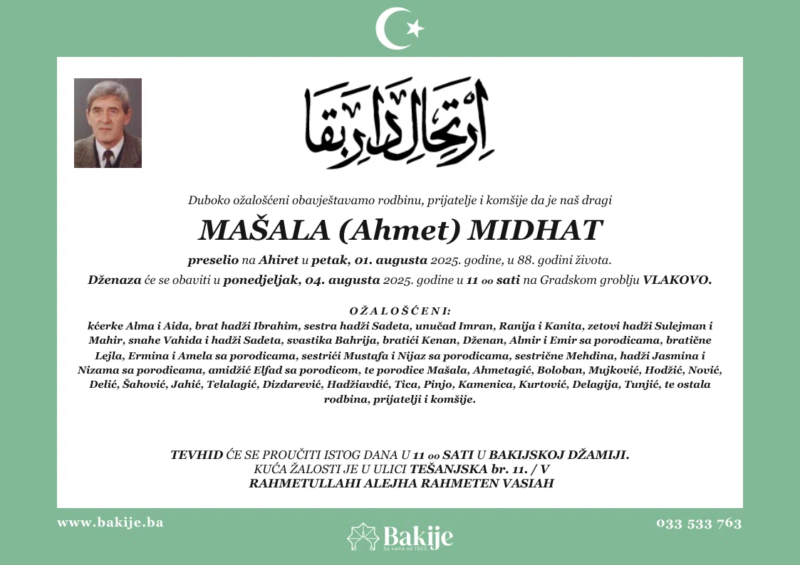 Smrtovnica — Mašala (Ahmet) Midhat