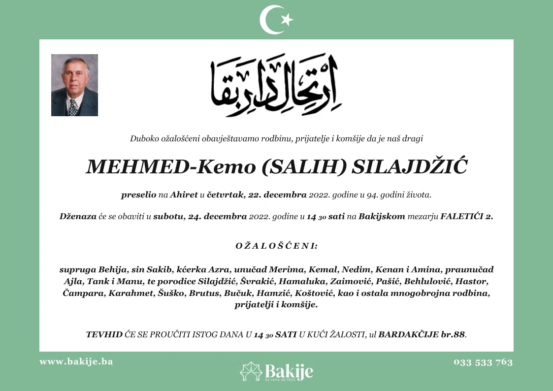 Smrtovnica — Mehmed-Kemo (Salih) Silajdžić