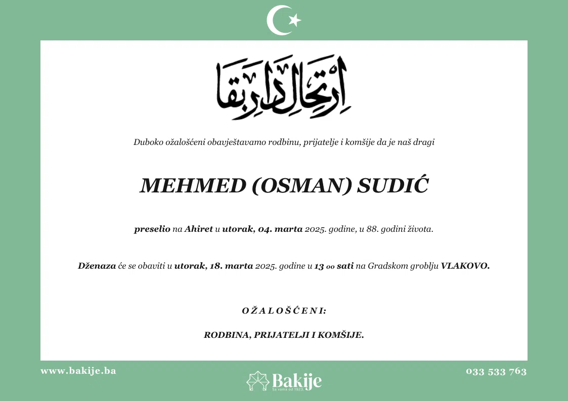 Smrtovnica — Mehmed (Osman) Sudić