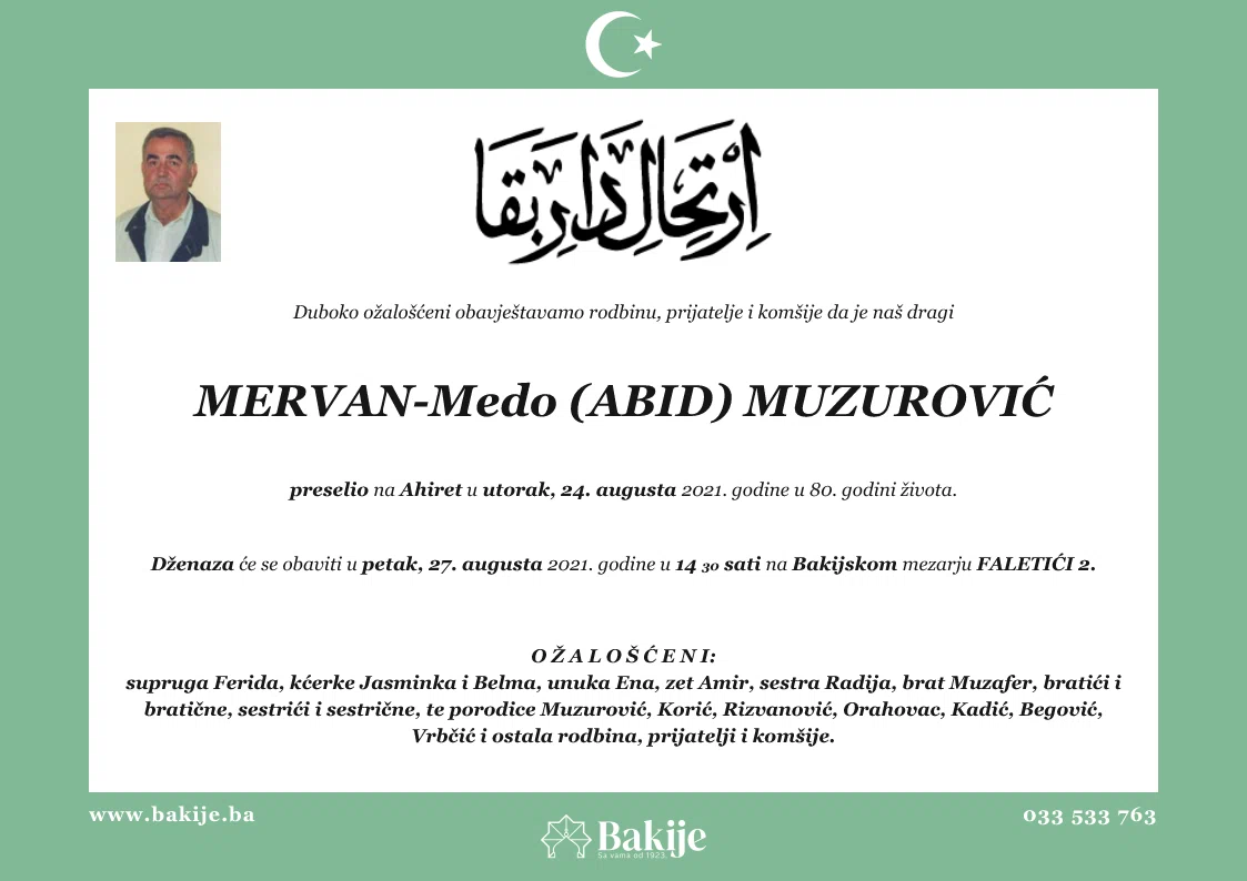 Smrtovnica — Mervan-Medo (Abid) Muzurović