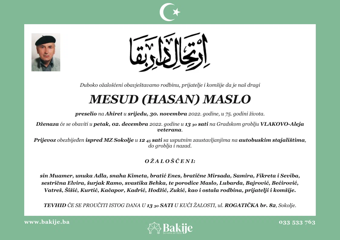 Smrtovnica — Mesud (Hasan) Maslo
