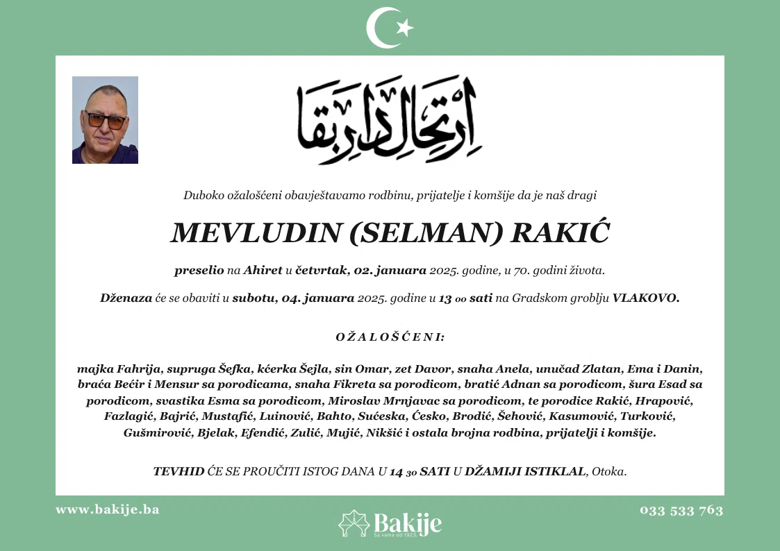 Smrtovnica — Mevludin (Selman) Rakić