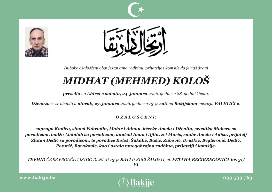 Smrtovnica — Midhat (Mehmed) Kološ