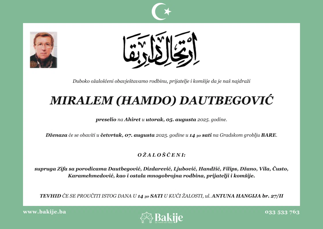Smrtovnica — Miralem (Hamdo) Dautbegović