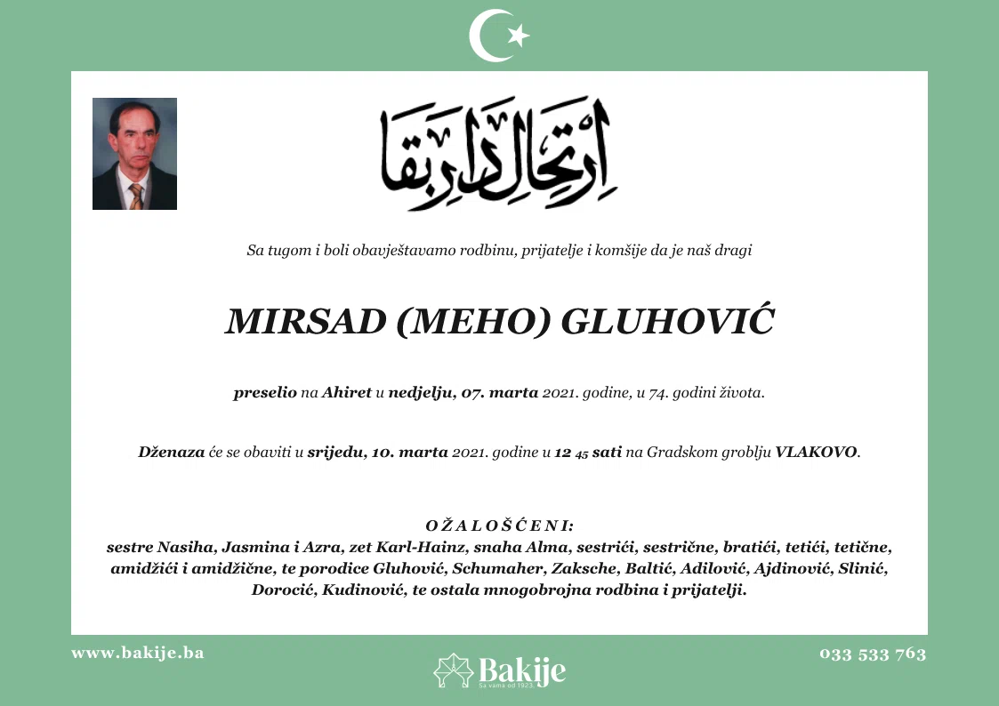 Smrtovnica — Mirsad (Meho) Gluhović
