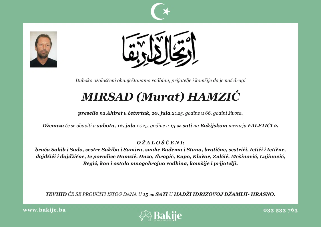 Smrtovnica — Mirsad (Murat) Hamzić