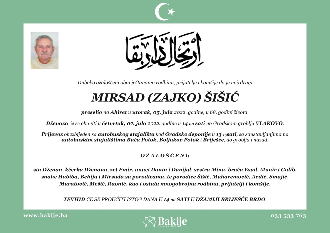 Smrtovnica — Mirsad (Zajko) Šišić