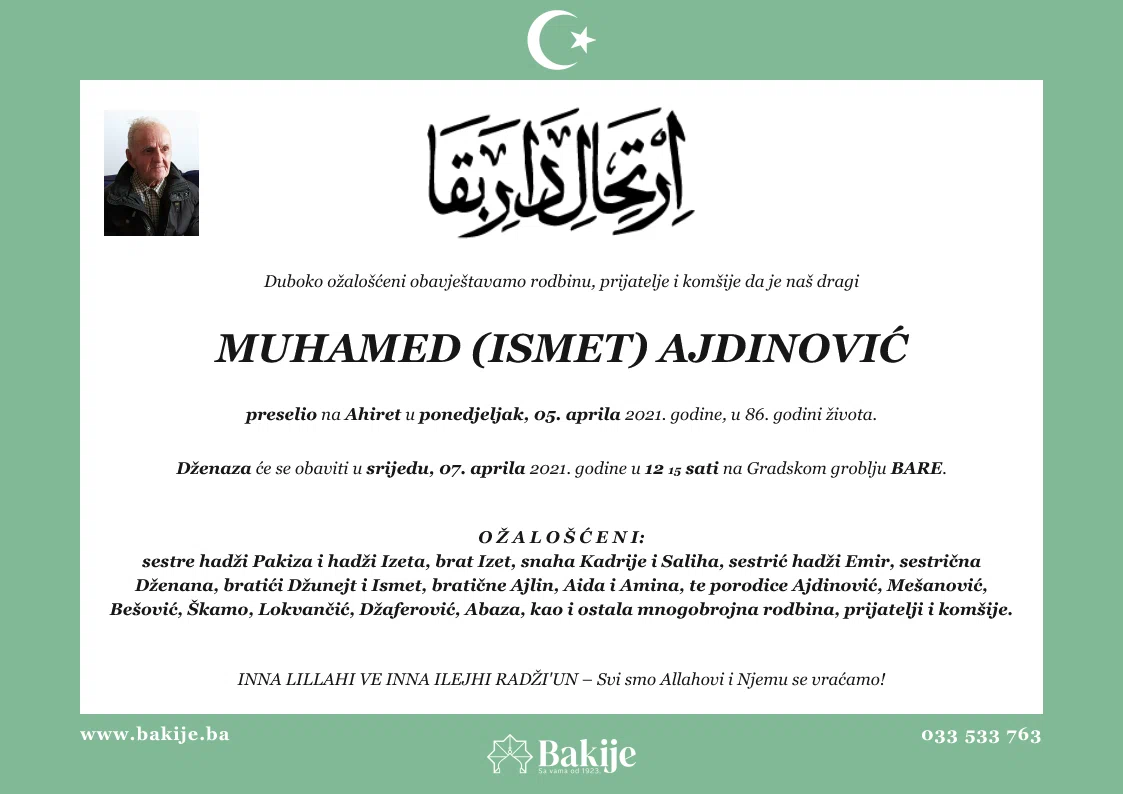 Smrtovnica — Muhamed (Ismet) Ajdinović