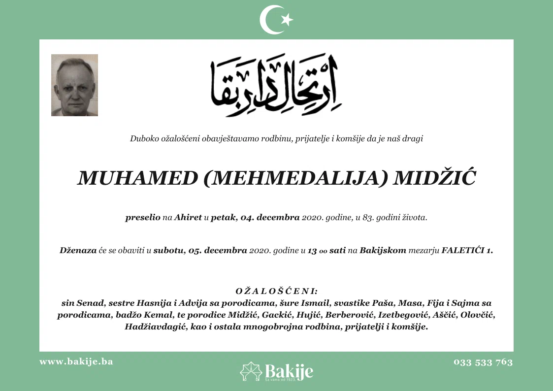 Smrtovnica — Muhamed (Mehmedalija) Midžić