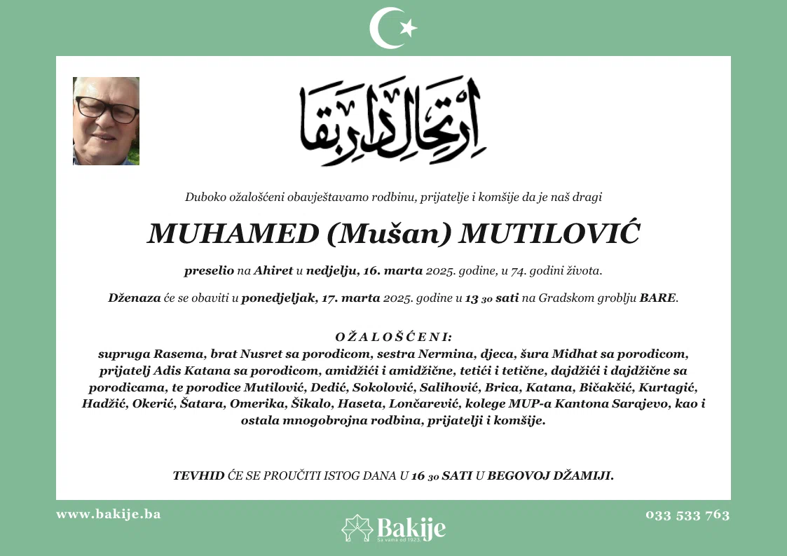 Smrtovnica — Muhamed (Mušan) Mutilović
