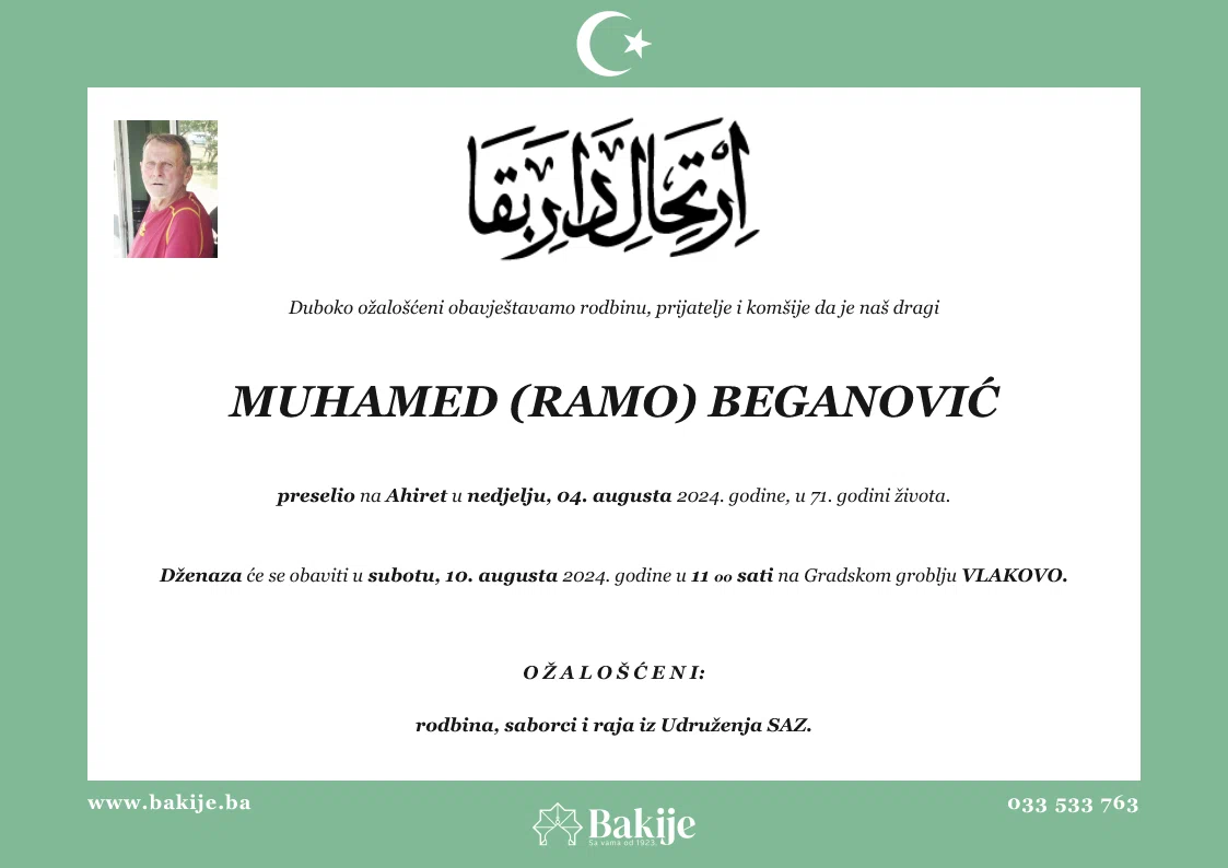 Smrtovnica — Muhamed (Ramo) Beganović